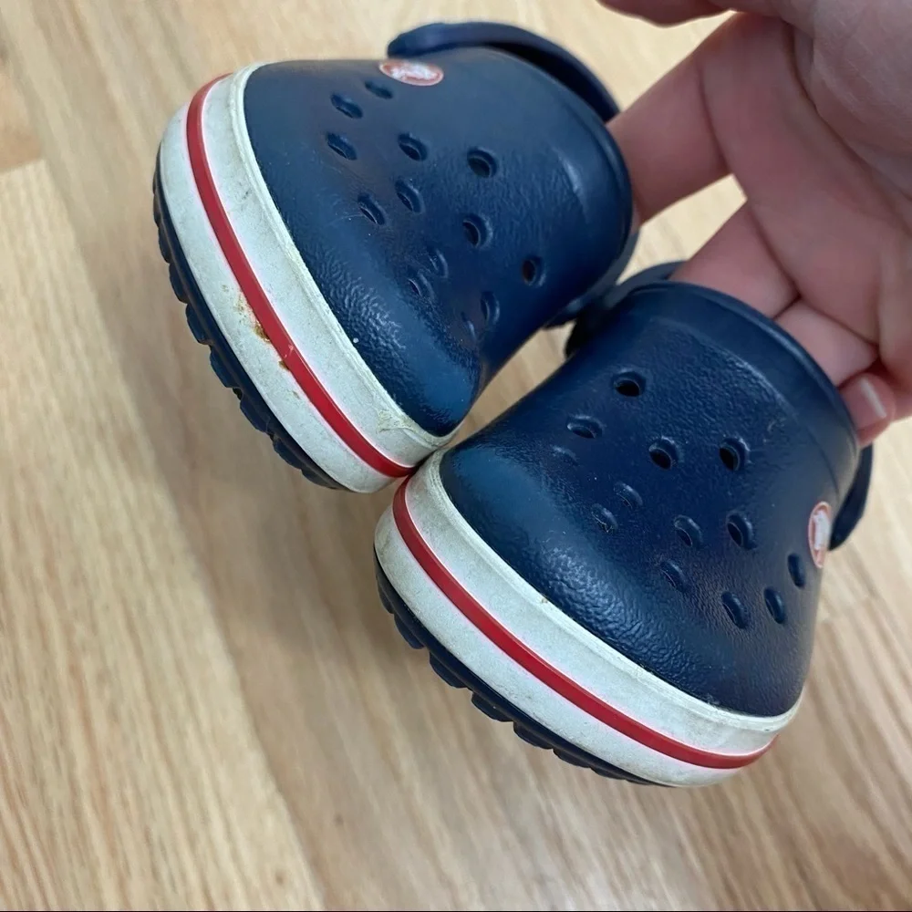 Crocs Sandals Sz 4/5 Blue White Red Kids Baby